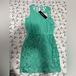 My Michelle Aqua Lace Mini Dress